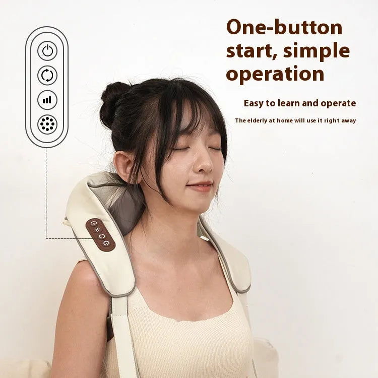 Blue rechargeable foldable electric neck and back massager with multiple modes