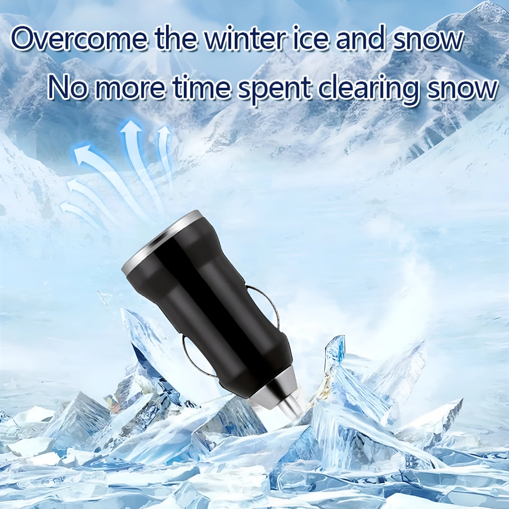 Black portable car snow removal charger de-icer tool measuring 5.5 cm for vehicle windscreens