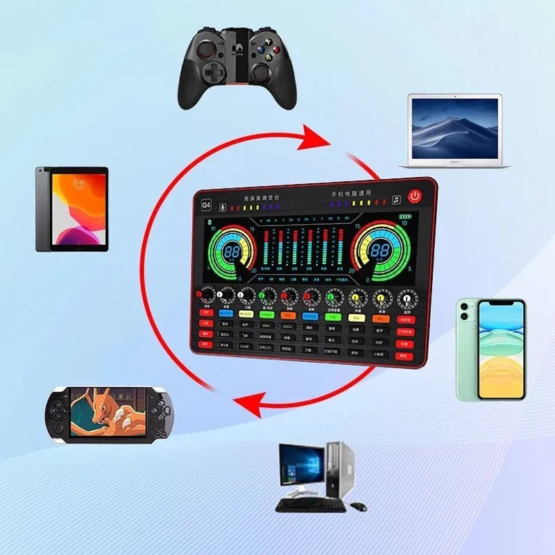 Singing Professional G4 sound card set with LCD display, 10 tuning knobs, and included microphone
