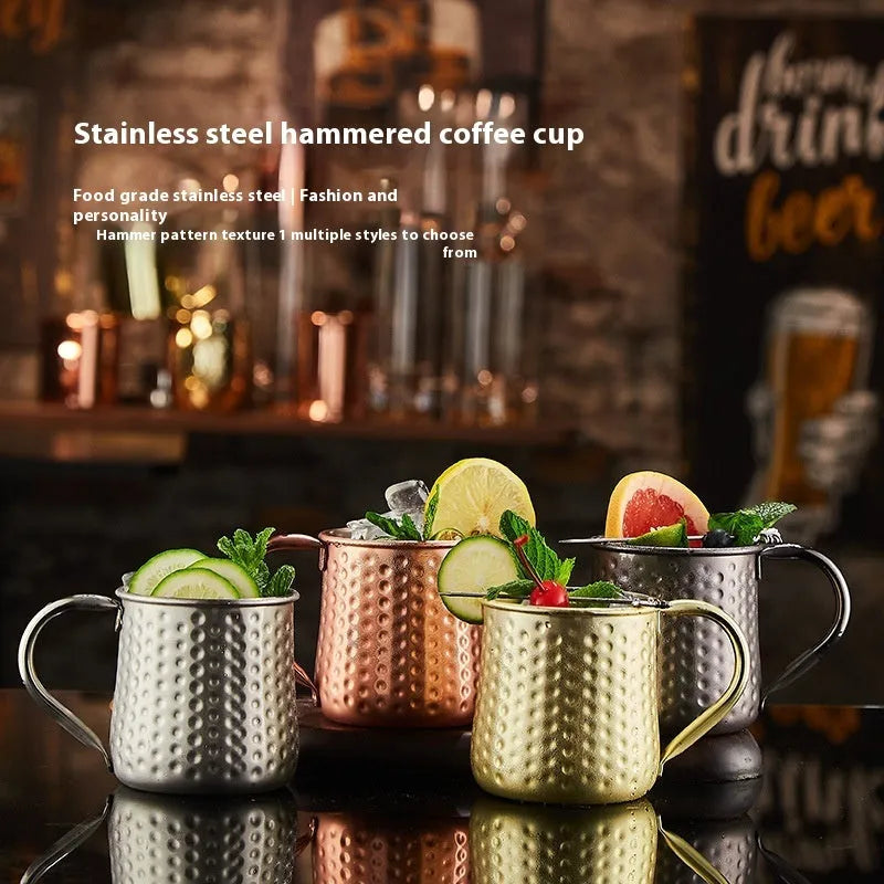 Stainless steel Moscow mule cup with copper-plated finish in gold colour, 350ml capacity