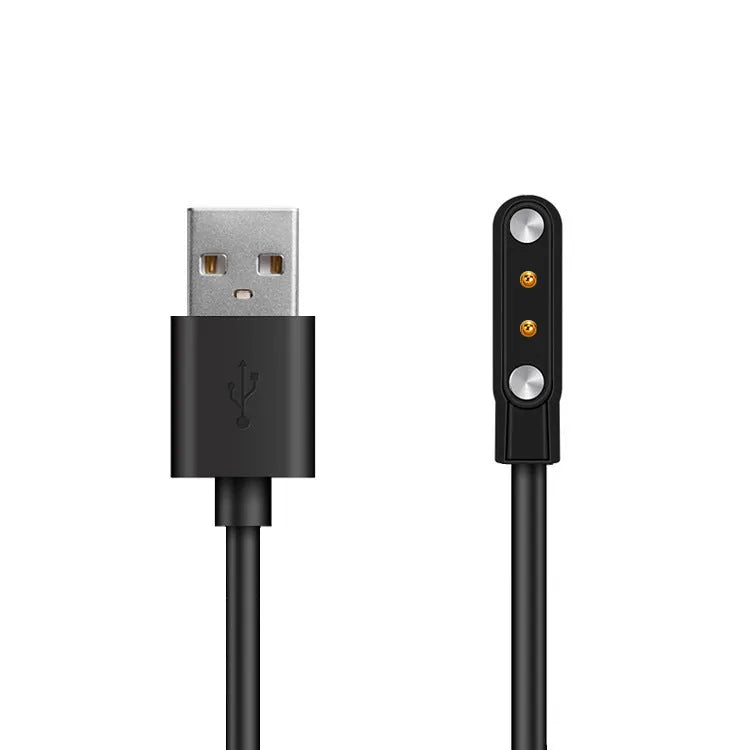 Black smart watch magnetic USB charger with thimble contact, 8cm x 4cm x 1cm, 100cm or 60cm cable