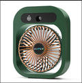 Green and white USB rechargeable portable misting fan and humidifier with adjustable wind direction