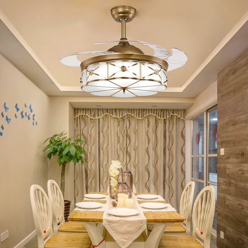 42 inch gold silent fan light with invisible blades and remote control