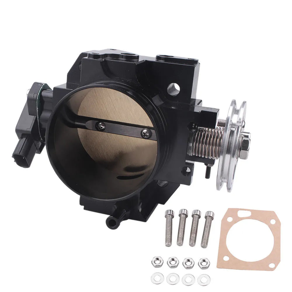Aluminium throttle body for Honda K20A engines with 70mm diameter in black finish