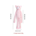 Soft pink and yellow plush dog toy with squeaker, rattle and crinkle sounds for large breed chewing.