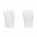 Men's sleeveless polyester vest T-shirt, crocheted hollow detail, cartoon pattern, white or black