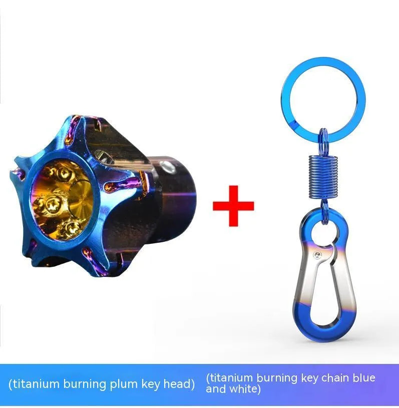 Motorcycle key cover in T6 aluminium alloy with universal fit for 1.6x9mm keys, showing design options