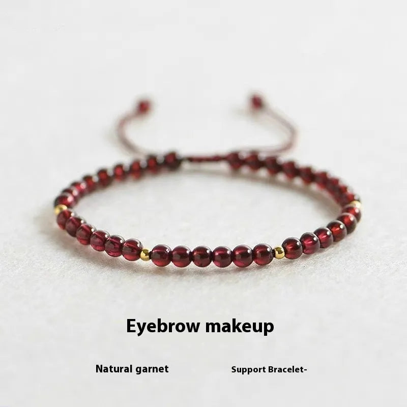 Hand-woven garnet red rope bracelet with flexible wire construction and national tide design elements