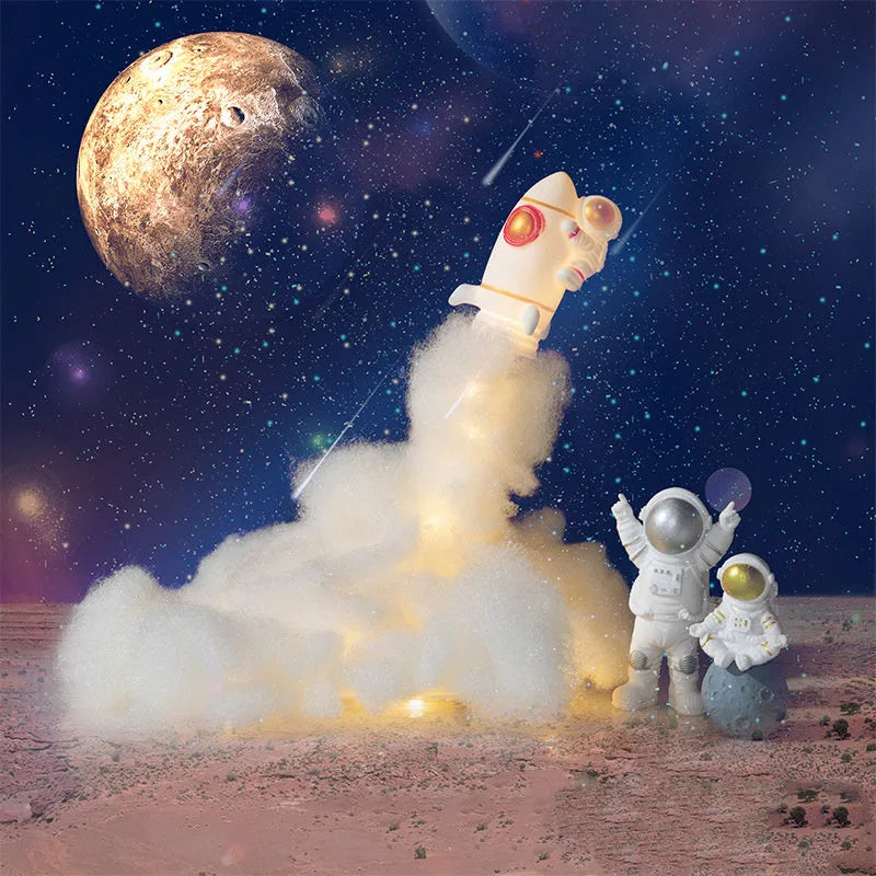 DIY LED astronaut rocket night light kit with 19cm chassis and warm light for desktop decoration