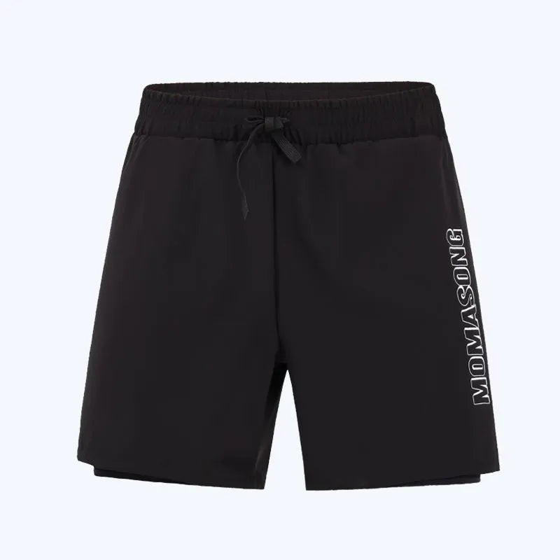 Men's long-sleeved sunscreen swimsuit in white top and double-layer beach swim trunks for swimming and surfing