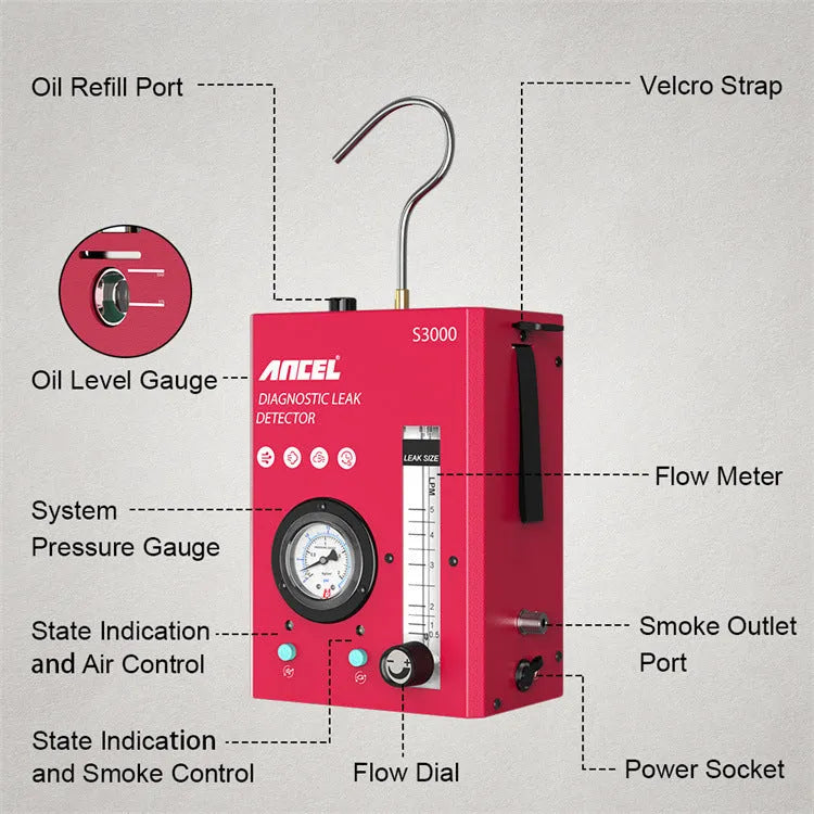 S3000 automotive vacuum leak detector smoke tool for engine diagnostic testing