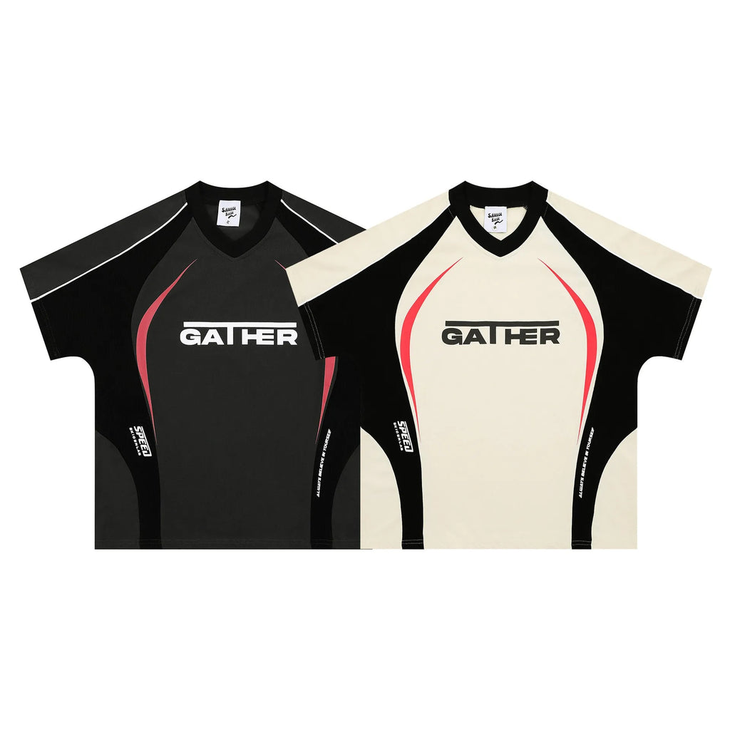 Men's loose fit t-shirt with colour matching letters print in black or apricot, short sleeves, pullover style