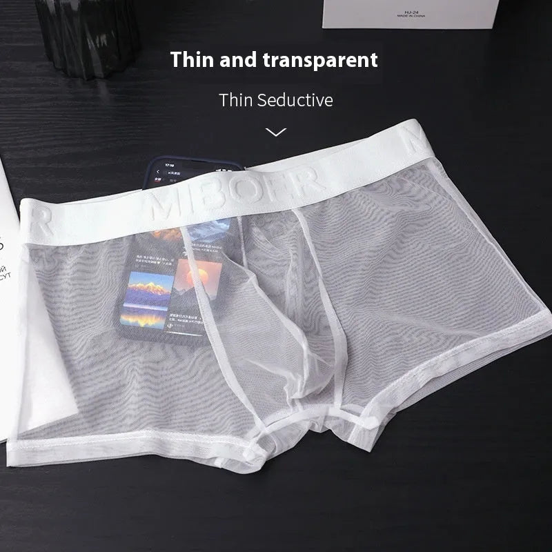 Men's thin invisible breathable boxers in six colours with quick-dry polyester fabric
