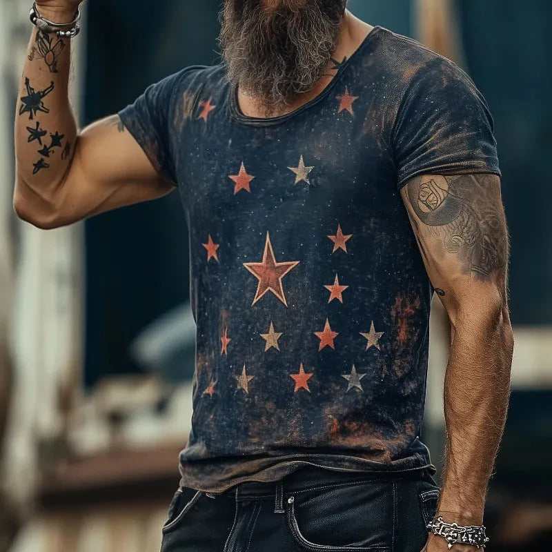3D creative pattern short sleeve T-shirt in loose fit, art retro style, available in sizes S to 5XL
