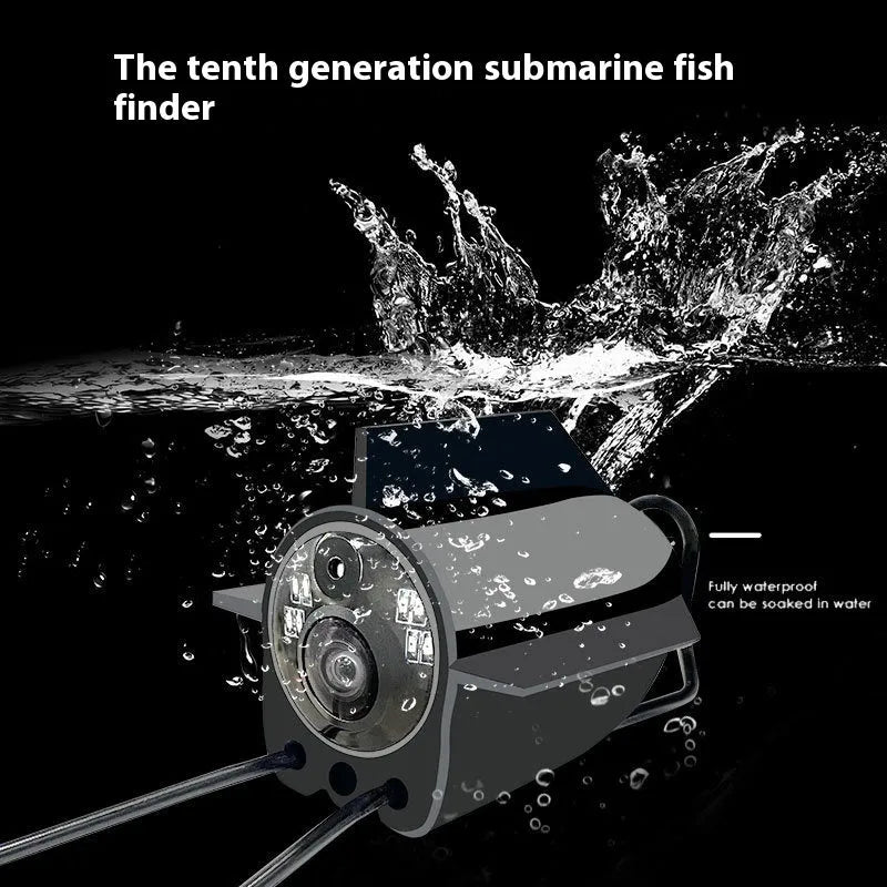 Fish finder underwater HD camera with 4.3-inch screen, wide angle lens, and temperature sensing on a fishing boat
