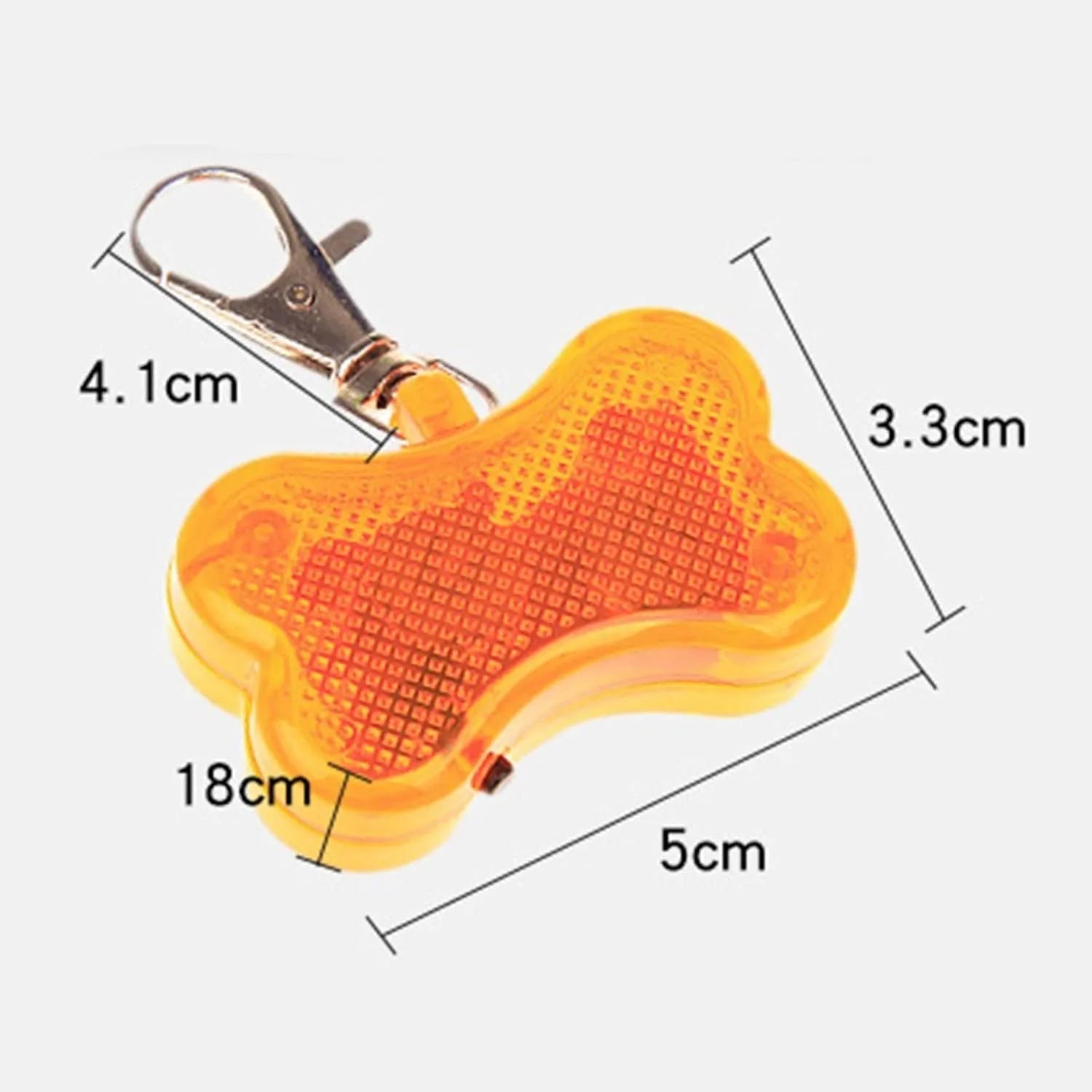 LED bone-shaped luminous pendant for pet collars in blue, green, orange, red, white, or yellow with three lighting modes