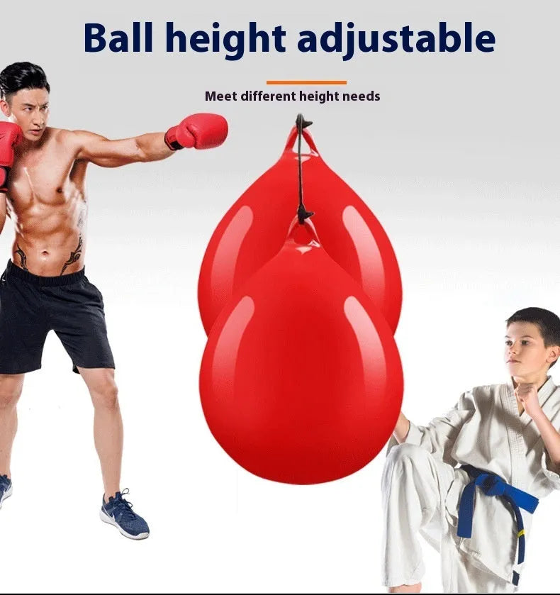 Red water-filled boxing ball with hook rope for martial arts training