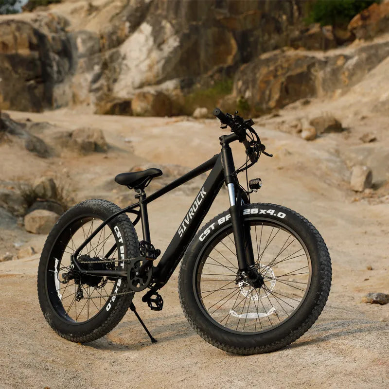 SIVROCK V1 black electric mountain bike with 26 x 4.0 inch fat tires, 1000W motor and 48V 15Ah battery