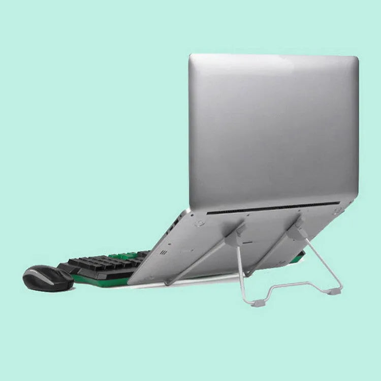 Grey adjustable aluminium alloy stand holding mobile phone at 12cm height