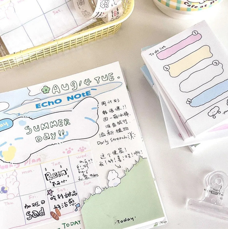 Cute cartoon hand account collage sticky notes in six Heartbeat Delivery Series styles with three size formats