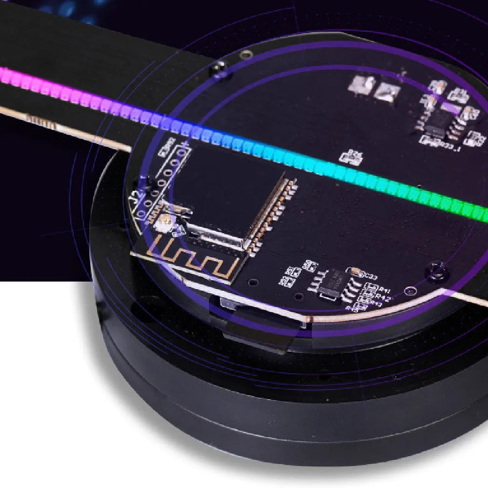 Upgraded naked eye 3D holographic advertising fan screen with 42cm display on a floor stand.