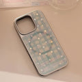 Gilding PC phone case with silver edge, plaid star butterfly pattern, rotating bow magnetic bracket for iPhone or Huawei
