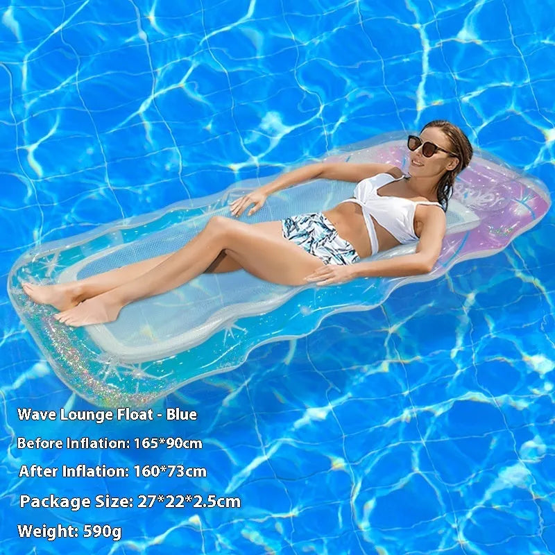180cm long PVC inflatable floating row with gradient colours in pool setting