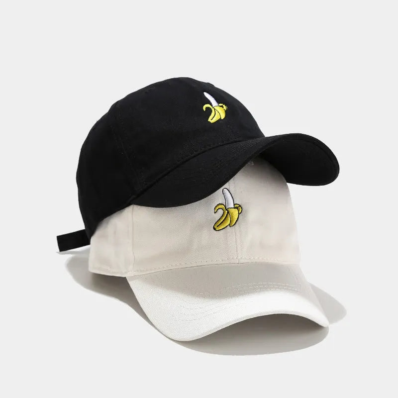Adjustable baseball cap with banana embroidery in various colours