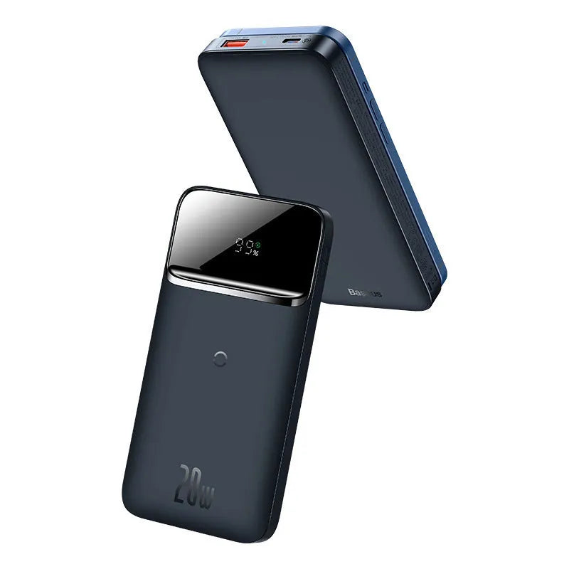 Baseus magnetic wireless 10000mAh power bank in blue with multiple USB ports
