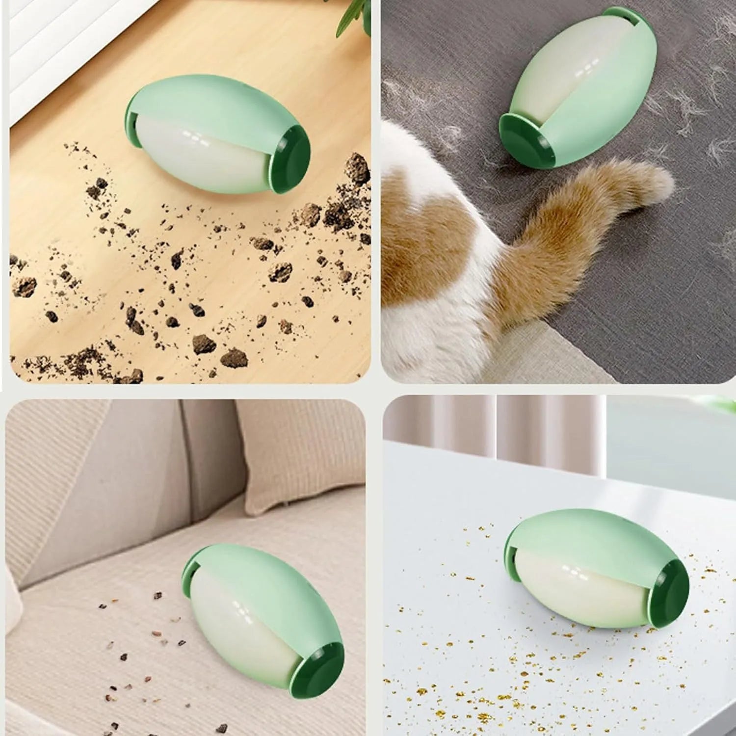 Green washable reusable gel lint roller ball with 4.5cm diameter for pet hair removal from clothes and furniture