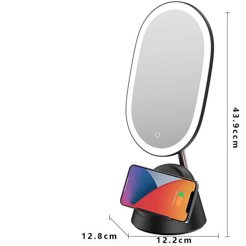 White LED makeup mirror table lamp on desk with UK plug