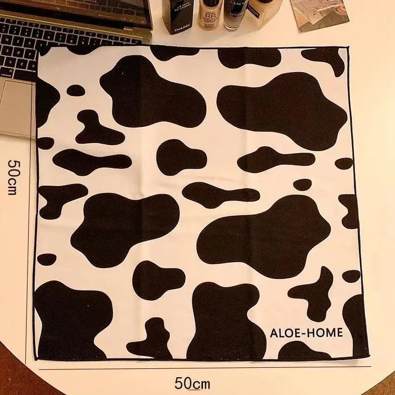 Simple cartoon printed cat cloth cosmetic bag in blue puppy design showing nylon lining and square shape