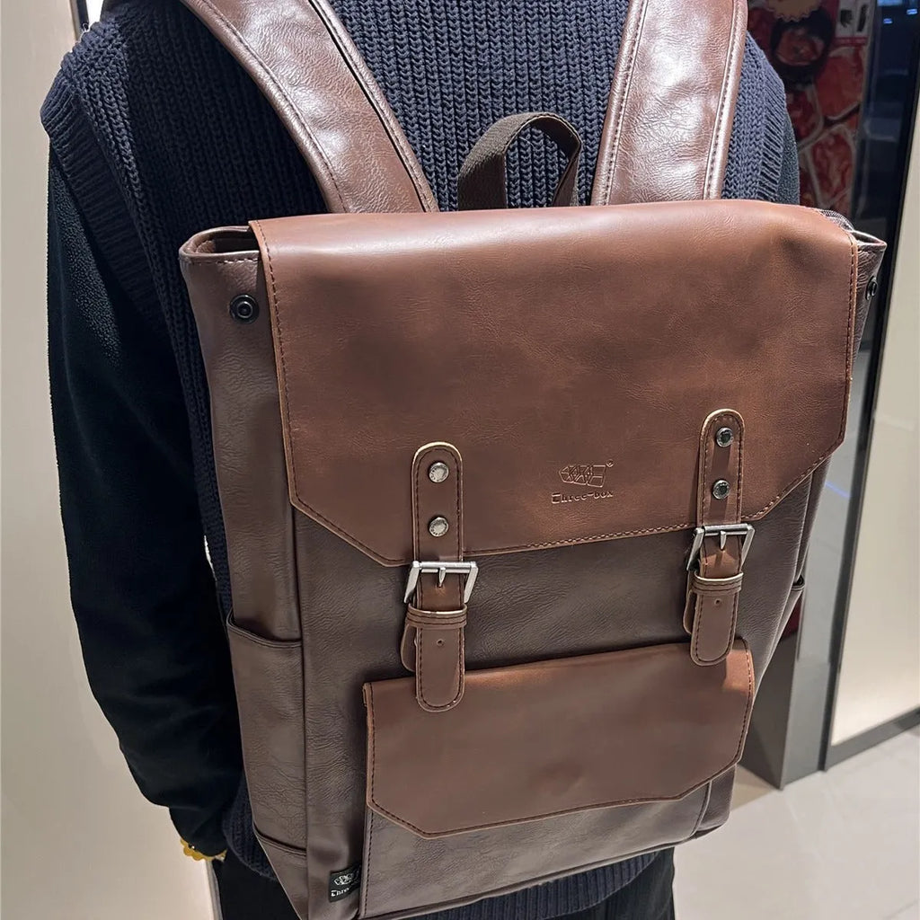 Unisex large capacity travel backpack in solid colour with breathable PU construction