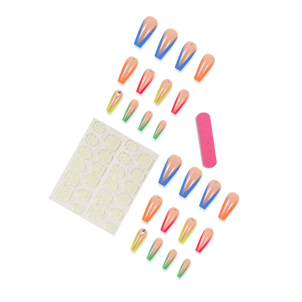 Detachable nail tips with BKS3037 diamond colour French finish and red cartoon love cross heart design.