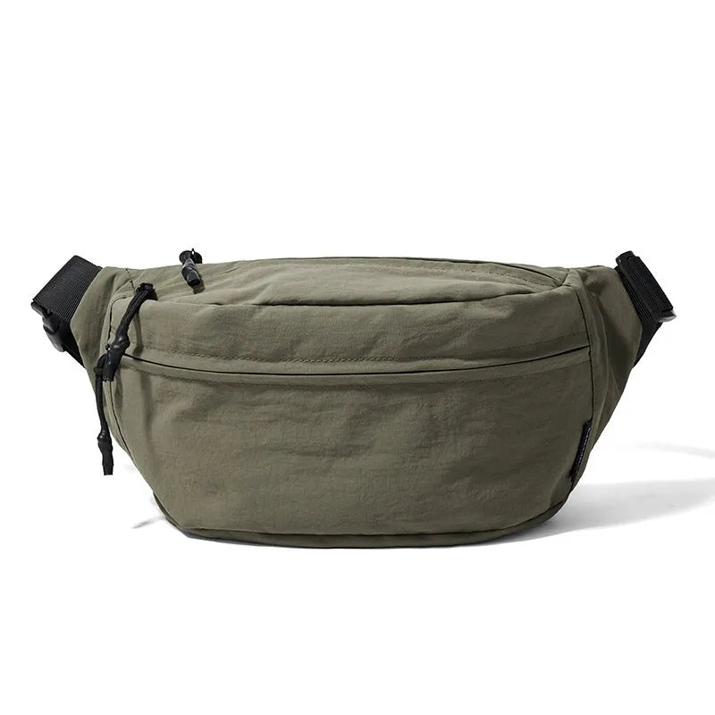 Waterproof nylon chest bag for men and women, small belt bag with zipper pockets, available in white black khaki green