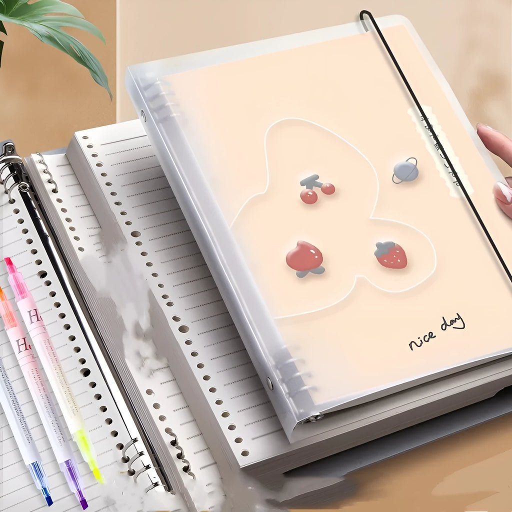 B5 detachable loose-leaf notebook with hard cover showing colour page design options