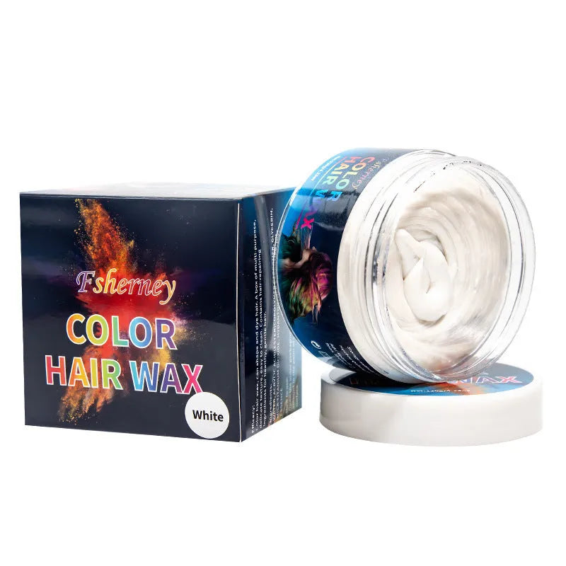 120g hair styling clay pot with nine colour options: white, orange, red, yellow, blue, green, purple, rose red, granny grey
