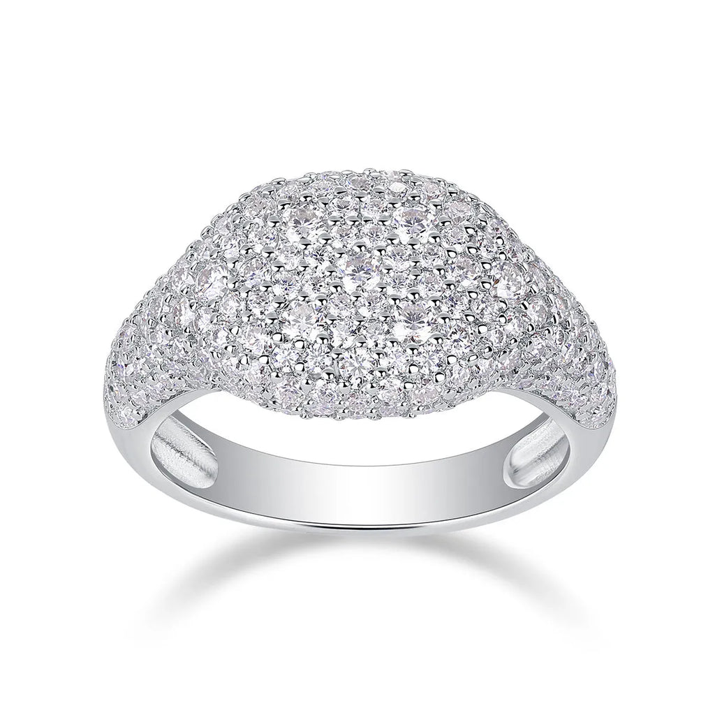 Moissanite wedding ring set in S925 silver with platinum plating, sizes 5 to 9, under 0.1 carat stones, gift box and GRA certificate