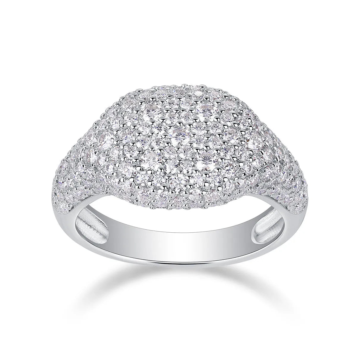 Moissanite wedding ring set in S925 silver with platinum plating, sizes 5 to 9, under 0.1 carat stones, gift box and GRA certificate