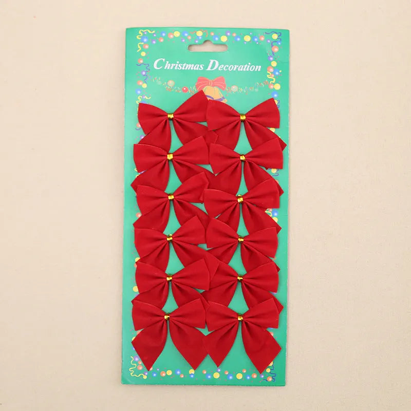 5 cm polyester Christmas tree ornament bow in red, gold, red gold, and silver colour options
