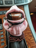 Velvet car gear handle sleeve cover in various colours on vehicle gear shift