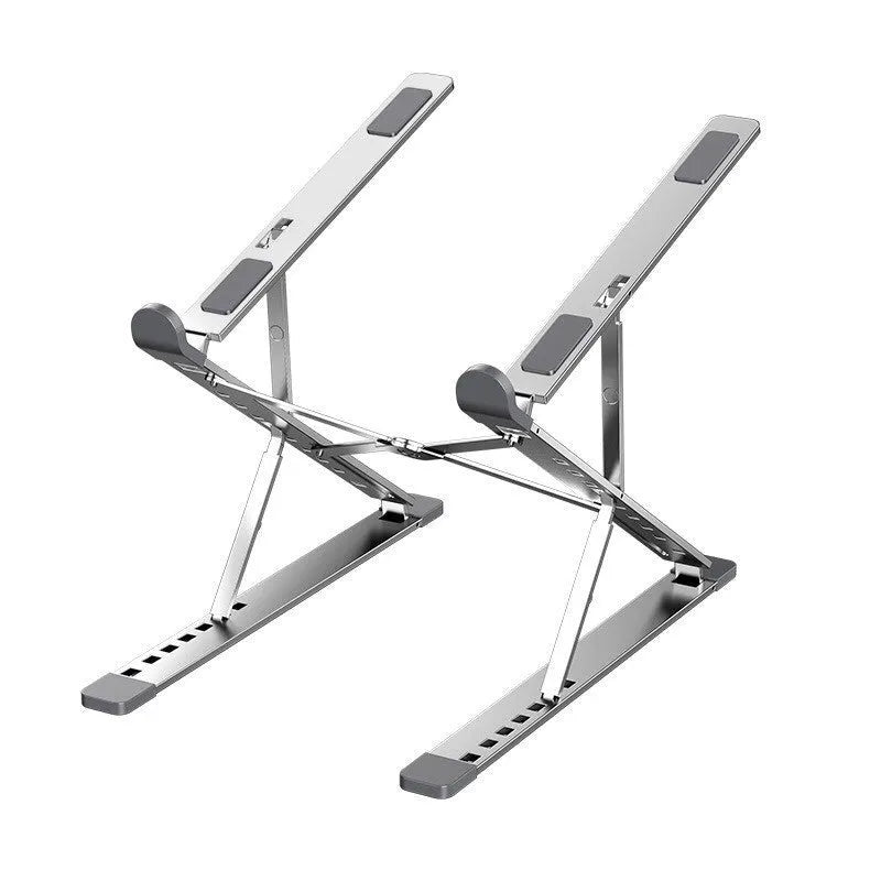 N8 folding computer stand, double-layer aluminium alloy riser with silicone pads, 29 x 5 x 3.5 cm, black grey or silver