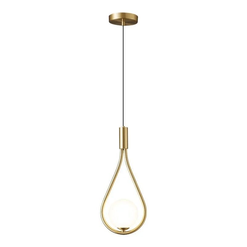 Copper modern minimalist bedside chandelier with 220V voltage and three light colour options for bedroom lighting