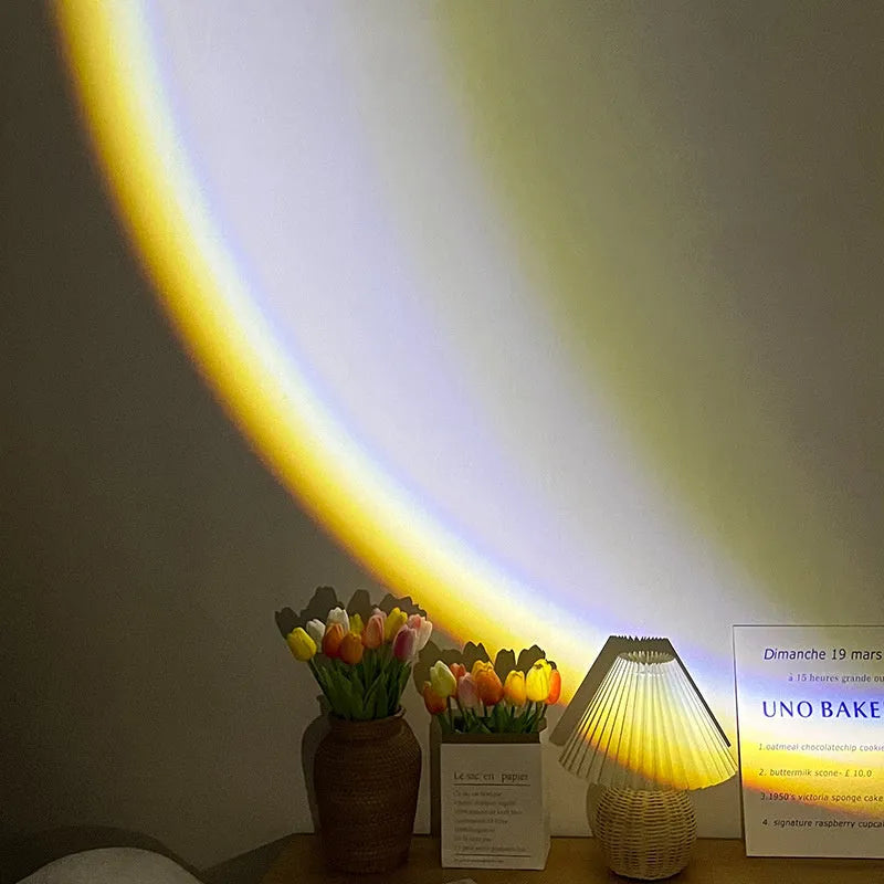 Scandinavian moon lamp with USB cable showing 360° rotation adjustment