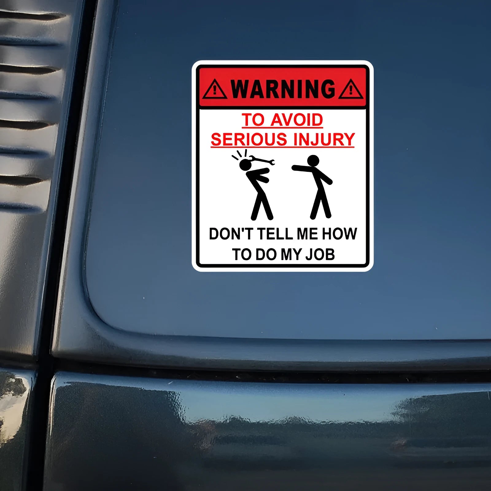 Yellow and black car glass warning sticker measuring 14.9cm by 12.6cm with Type A Hit design
