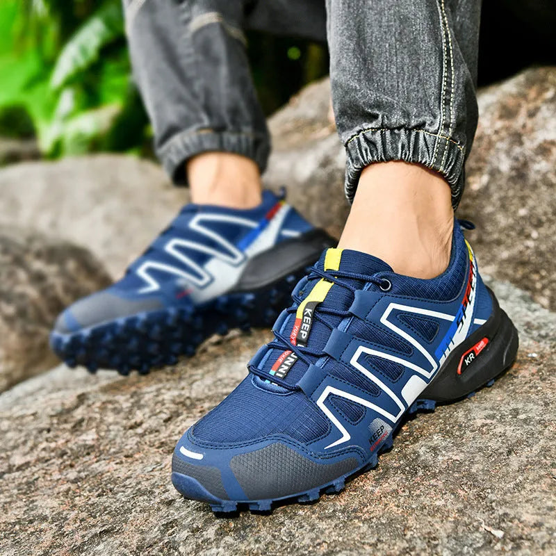 Men's plus size casual running shoes in black and white colour with a low-top design and rubber sole