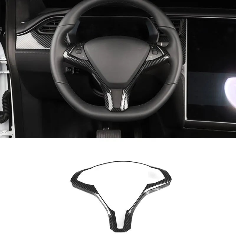 Tesla Model S steering wheel decorative frame in carbon fibre colour finish
