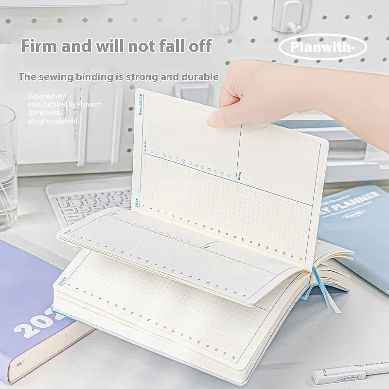 Waterproof notebook with PU cover in mint green, open to show 196 sheets of writing paper for exam records