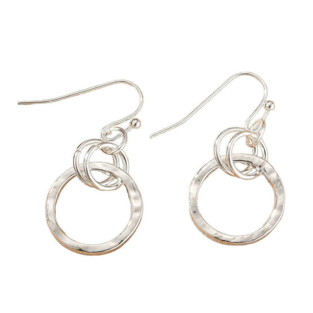 Silver round ring earrings, geometric zinc alloy hoop with electroplated finish, simple style for women