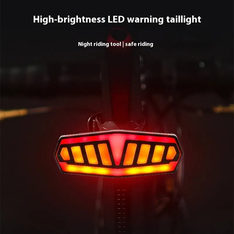 Wireless remote control bicycle taillight showing turn signal functions on a bike seat post